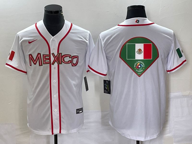 Men 2023 World Cub Mexico Blank White Nike MLB Jersey19